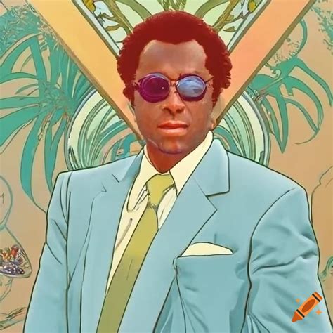 Art nouveau poster of rico tubbs from miami vice