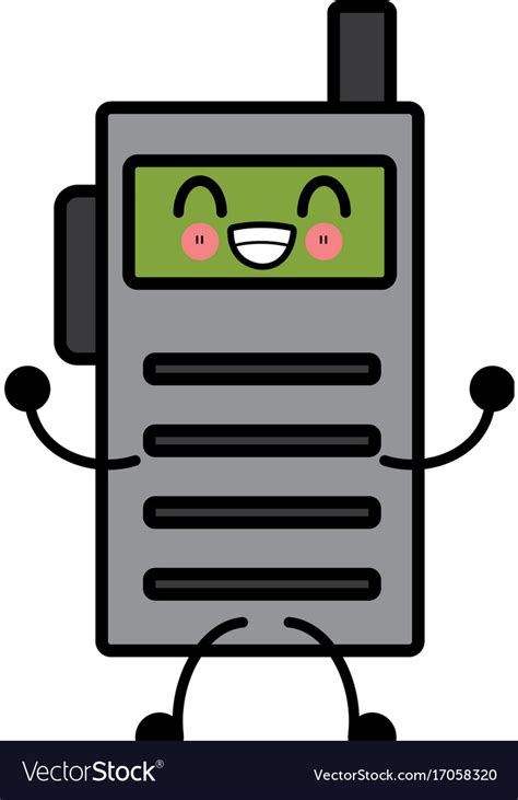 Kawaii walkie talkie communication radio cartoon Vector Image