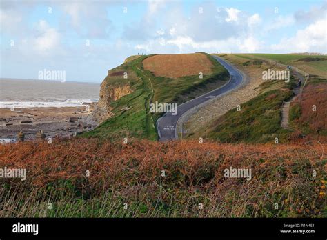 The winding access road to Dunraven/Southerndown bay with its castle ...