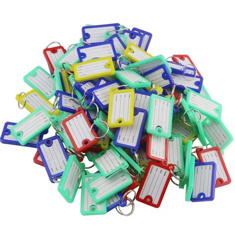 Plastic Colour Key Holder Ring With ID Label Tags KeyTag Bulk Lot 60pcs, 12pcs | eBay