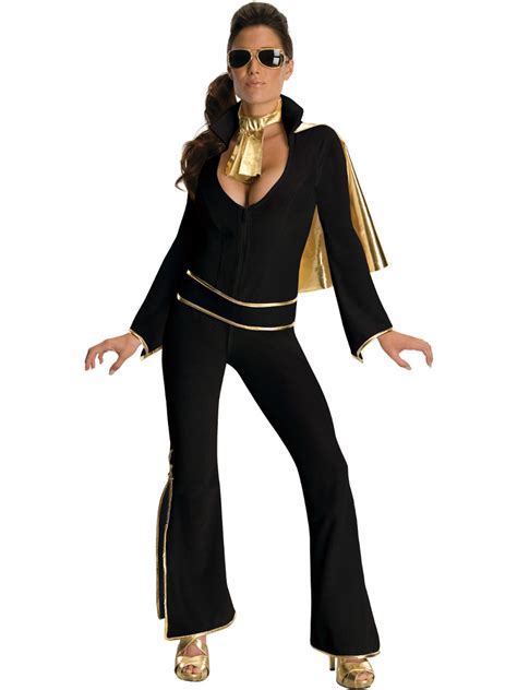 Womens Deluxe Elvis Presley Adult Black Costume