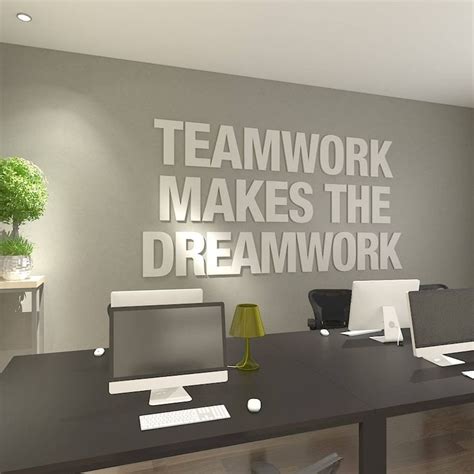 Teamwork Makes the Dreamwork, 3D Office Wall Art, Meeting Room Wall Decor, Inspirational and ...