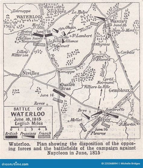 Battle of Waterloo Map, June 18th 1815. Editorial Stock Image ...