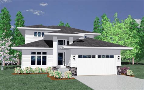 Plan 85024MS: Narrow Lot Contemporary Home Plan | Prairie style houses ...