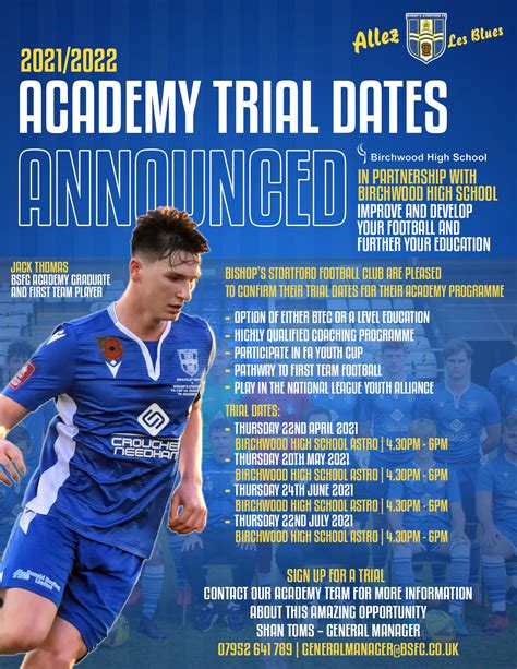 ACADEMY TRIALS – Bishop's Stortford FC