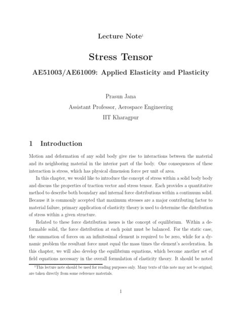 3 - Stress Tensor | PDF | Stress (Mechanics) | Euclidean Vector