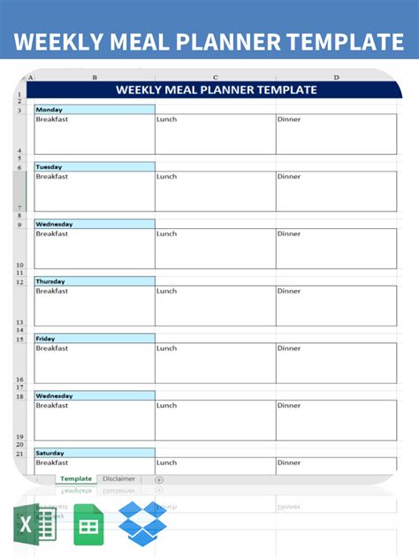 Weekly Meal Planner Excel | Templates at allbusinesstemplates.com