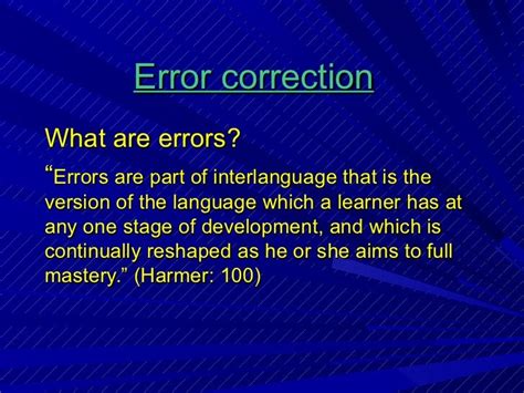 Error correction basics