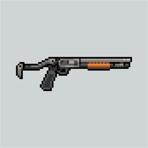 Pixel art Shotgun weapon. Pixelated Shotgun. Shotgun weapon icons ...