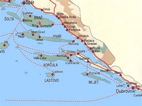 Map of middle and south Dalmatia with Island of Hvar - Sucuraj, apartments