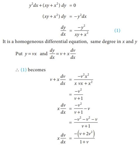 Homogeneous Differential Equations: Solved Example Problems - with Answer, Solution, Formula