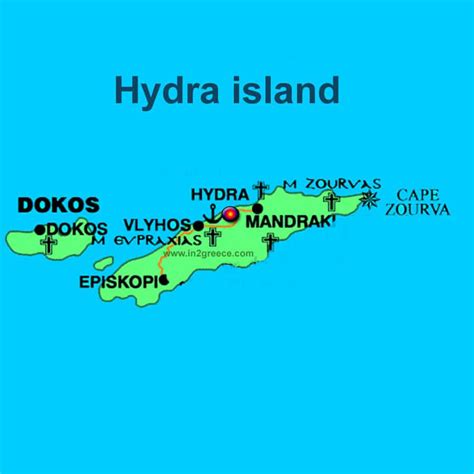 Map of Hydra island