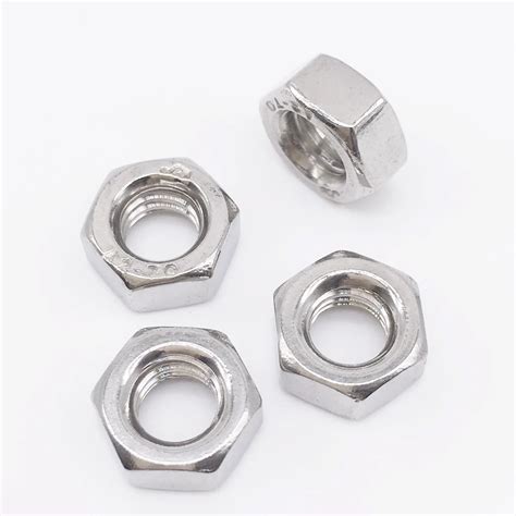 M4 Nuts Hex Stainless Steel Silver Metric Pitch 0.7mm DIN934 Pack 100-in Nuts from Home ...