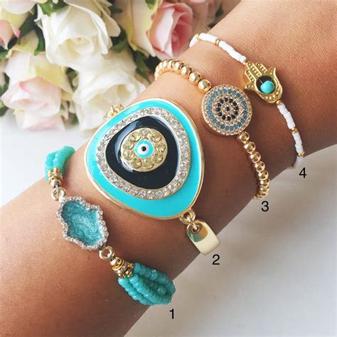 Greek Evil Eye Bracelet, Turquoise Bead Bracelet, Adjustable Gold Brac – Evileyefavor