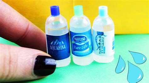 🍼DIY Realistic Miniature water bottles tutorial - Real liquid inside ...