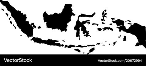 Black silhouette country borders map of indonesia Vector Image