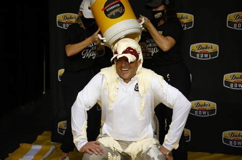 Watch as South Carolina coach Shane Beamer gets doused in mayonnaise ...