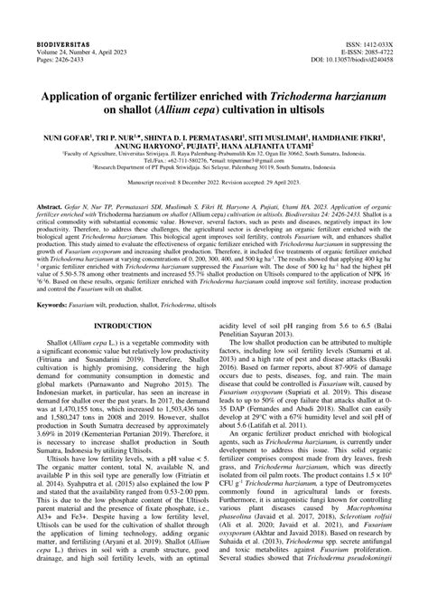 (PDF) Application of organic fertilizer enriched with Trichoderma ...