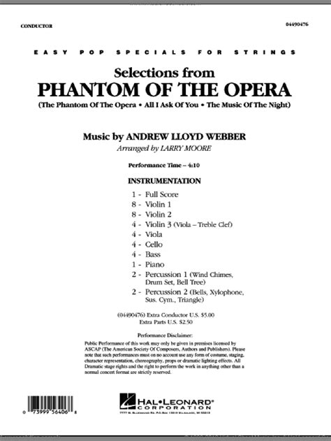 Selections from Phantom Of The Opera sheet music (complete collection ...