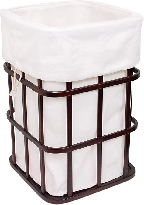 Amazon.com: BirdRock Home Modern Square Laundry Hamper and Removable Laundry Bag - Dark Brown ...