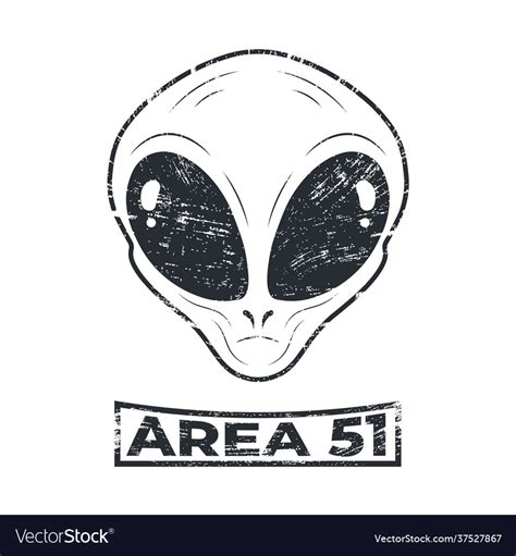 Area 51 with alien head logo in grunge style Vector Image