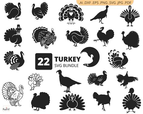 Turkey SVG, Turkey Bundle SVG, Turkey Silhouette, Turkey Clipart ...