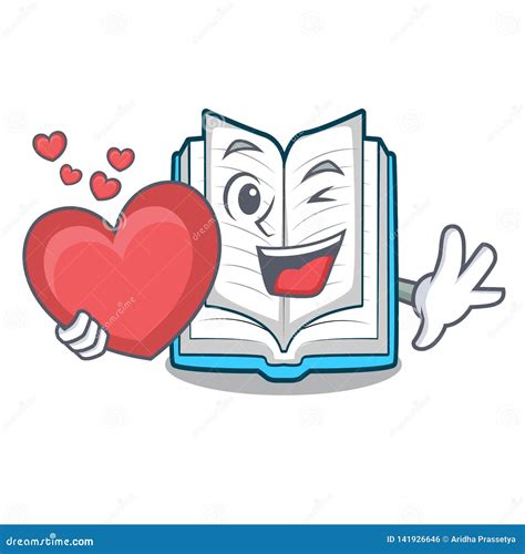 With Heart Opened Book in the Shape Mascot Stock Vector - Illustration of library, dictionary ...