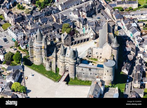 France, Ille et Vilaine, Vitre, Vitre castle (aerial view Stock Photo ...