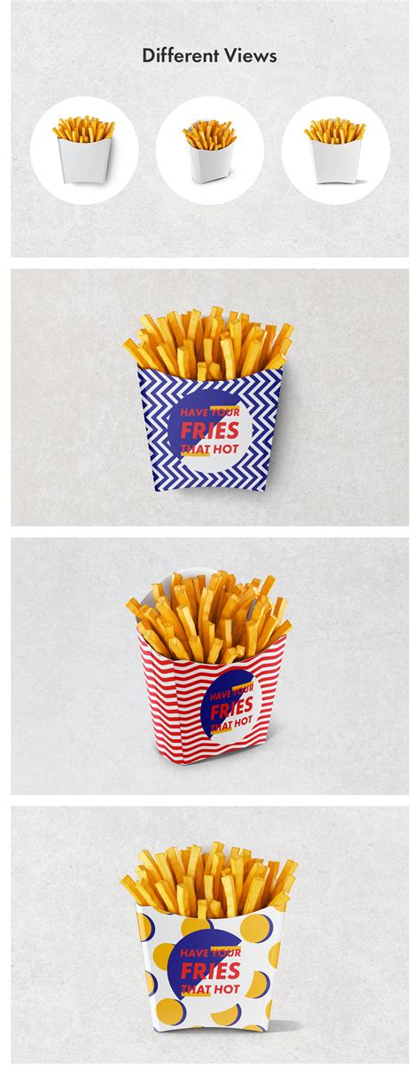 French Fries Packaging Mockup Set on Yellow Images Creative Store