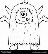 Cute monster coloring Page For Kids Royalty Free Vector sketch template