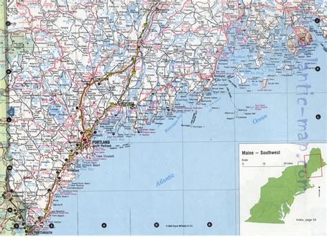 Southwest Maine state map image. Detailed map of Southern Maine