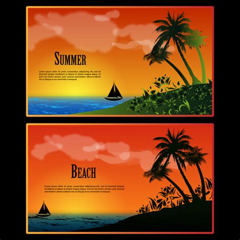 Beach banner vector free download