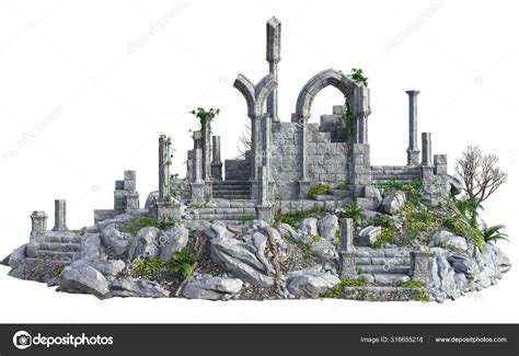 Rendered Ancient Castle Ruins White Background Illustration Stock Photo ...