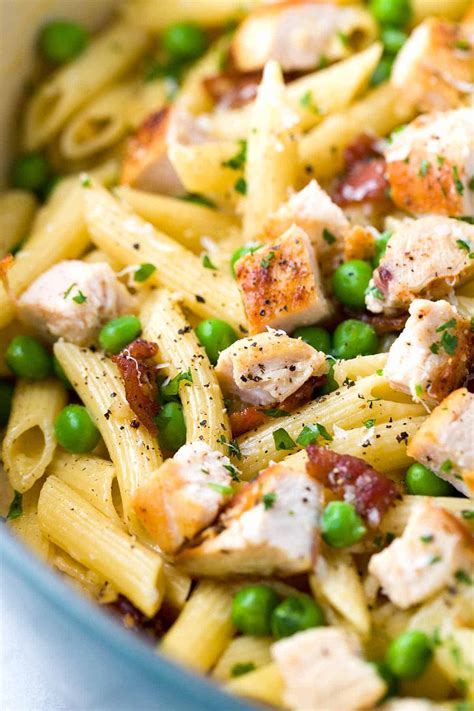 One Pan Chicken Carbonara with Penne Pasta | Jessica Gavin