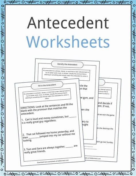 Antecedent Examples, Definition and Worksheets | KidsKonnect