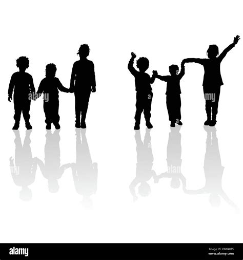 children holding hands black silhouette with shadow Stock Vector Image & Art - Alamy