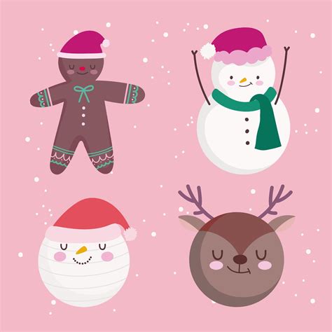 Cute Christmas character set 1483406 Vector Art at Vecteezy