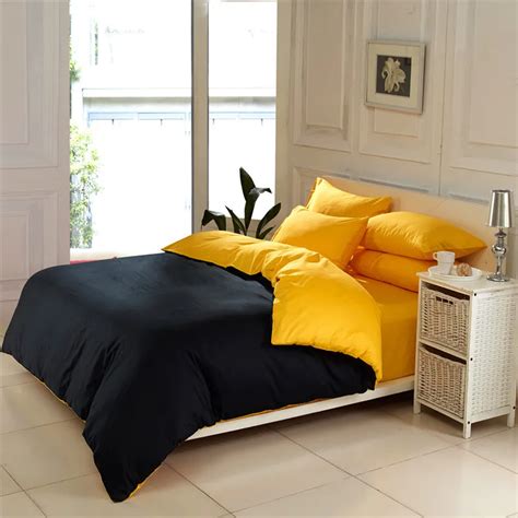 CONTRAST COLOR Solid Color Bedding Sets Queen King Size Duvet Cover Bed Sheets Modern Minimalist ...