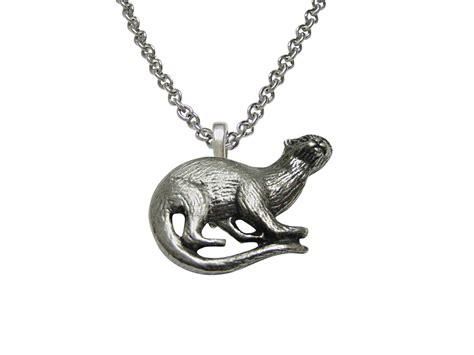 Silver Toned Otter Pendant Necklace - Kiola Designs