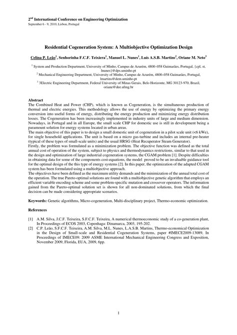 (PDF) Residential Cogeneration System: A Multiobjective Optimization Design