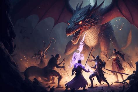 Premium Photo | An epic fantasy illustration featuring a group of ...