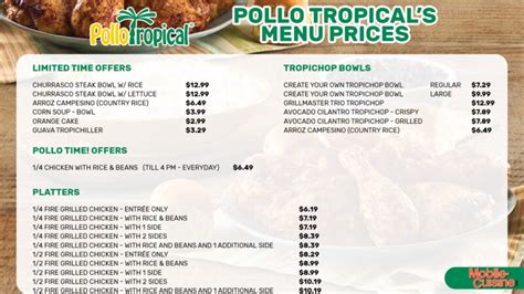 Pollo Tropical Menu Prices + Free TropiChop Bowl (2024)