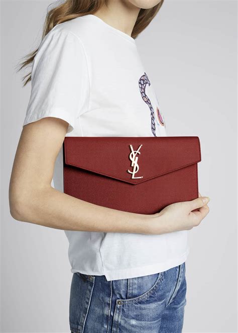 Saint Laurent Uptown Medium YSL Monogram Grain de Poudre Clutch Bag - Bergdorf Goodman