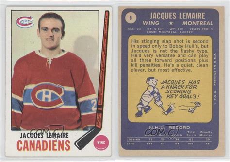 1969-70 Topps #8 Jacques Lemaire Montreal Canadiens Hockey Card | eBay