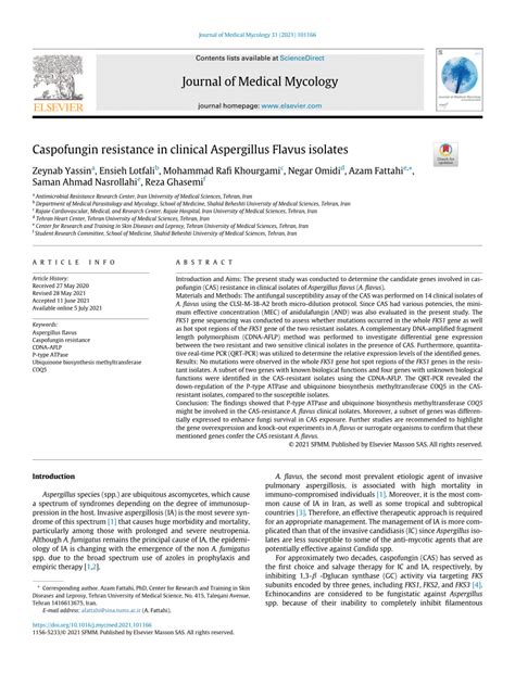 (PDF) Caspofungin resistance in clinical Aspergillus Flavus isolates