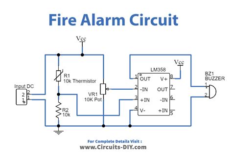 Simple Fire Alarm Thermistor Circuit Diagram