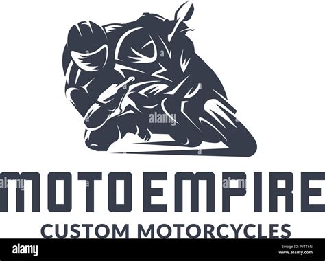 Racing motorcycle logo on white background. Superbike vector monochrome ...