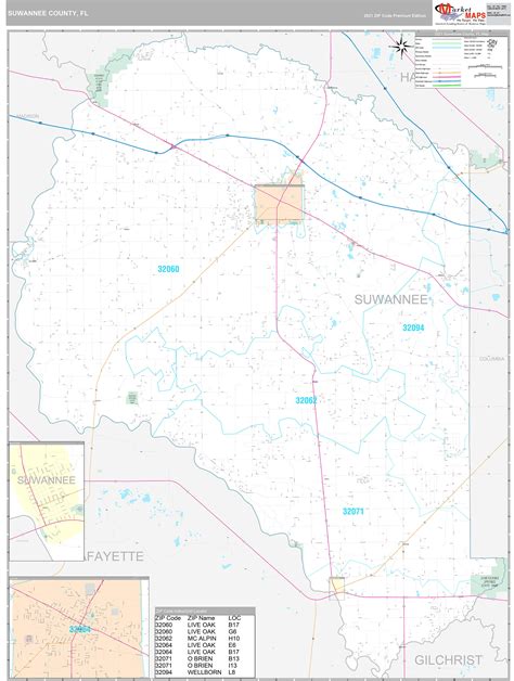 Suwannee County, FL Wall Map Premium Style by MarketMAPS - MapSales