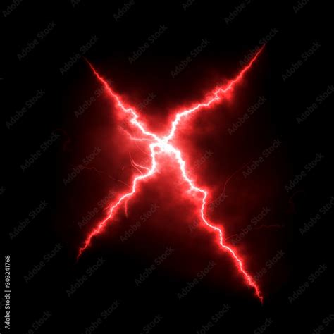 red lightning cross over black background Stock Illustration | Adobe Stock