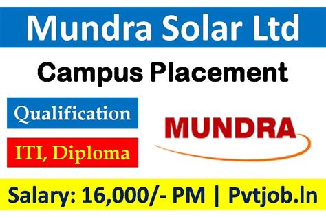 Mundra Solar Campus Placement 2024: Today Free Job Alerts - PVTJOB